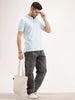 Solid Contrast Sleeves Polo T-Shirt | Light Blue