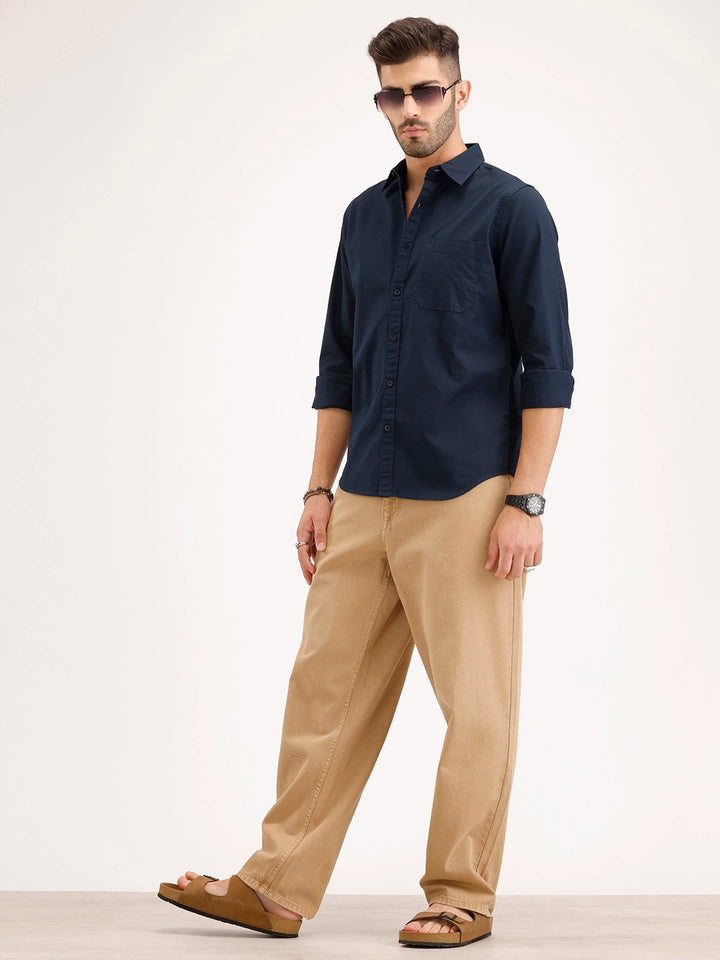 Solid Regular Fit Shirt | Navy Blue