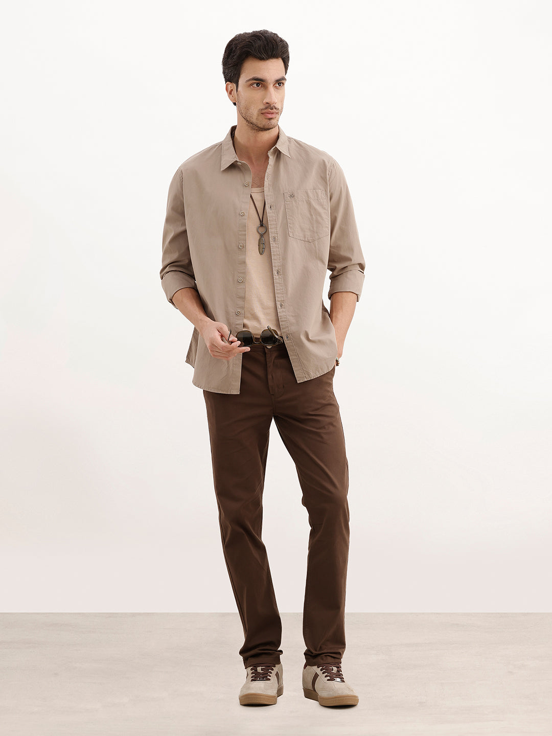 Solid Regular Fit Full Sleeve Shirt | Brown | WWSH9154F