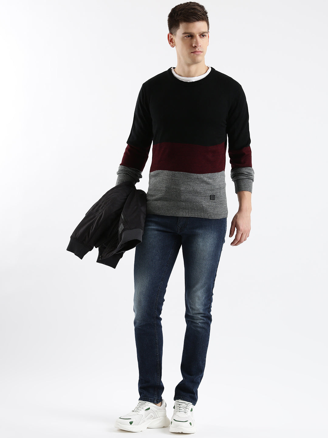 Colour-Blocked Wrogn Comfort Sweater