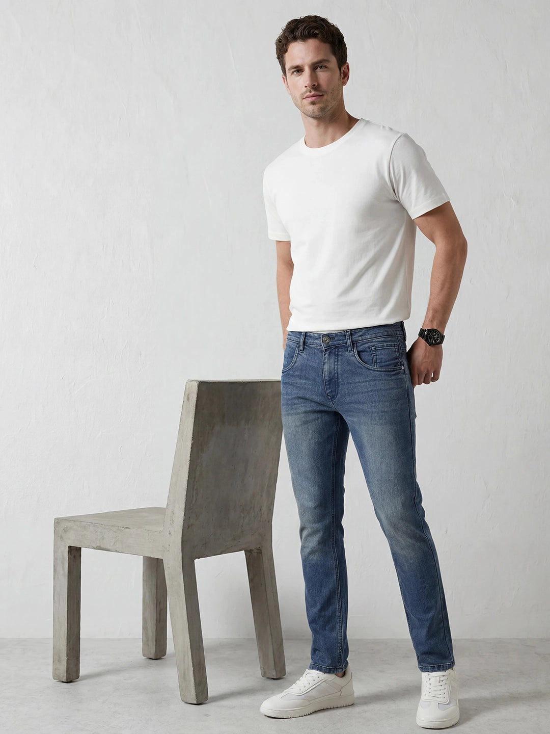 Straight Fit Denim Jeans | Light Blue