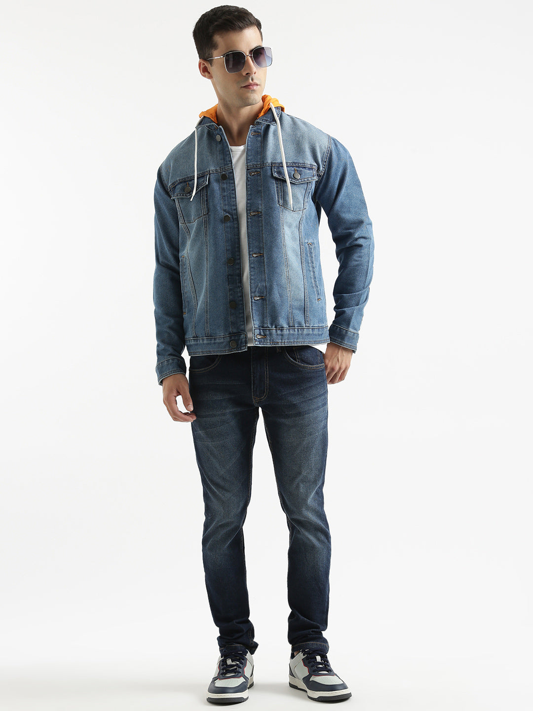 Hooded Washed Blue Denim Jacket