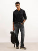 Classic Cut & Sew Full Sleeve Polo T-Shirt | Black | WOTS1575M