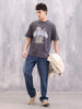 Retro Graphic Printed Oversized Fit T-shirt | Dark Grey