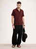 Resort Collar Embroidered Shirt | Wine