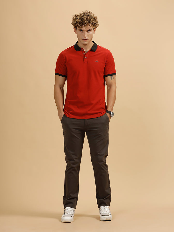 Solid Slim Fit Trouser | Brown