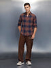 Men's Casual Slim Fit Checkered Pattern Shirt | Navy Blue