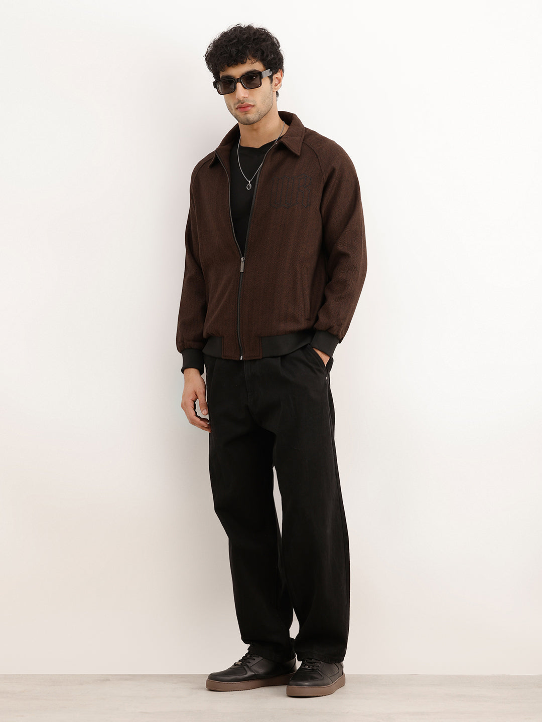 Classic Regular Fit Herringbone Brushed Jacket | Wine