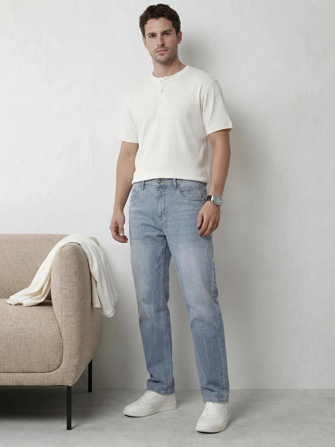 Faded Anti Fit Denim Jeans | Light Blue