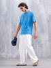 Washed Oversized Crew Neck Tshirt With Print | Blue