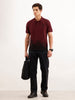 Slim Fit Placement Printed Polo T-Shirt  | Red