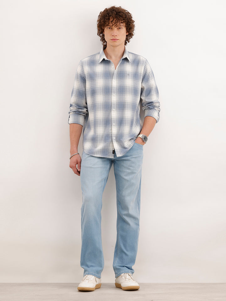 Slim Fit Checkered Shirt  | Blue