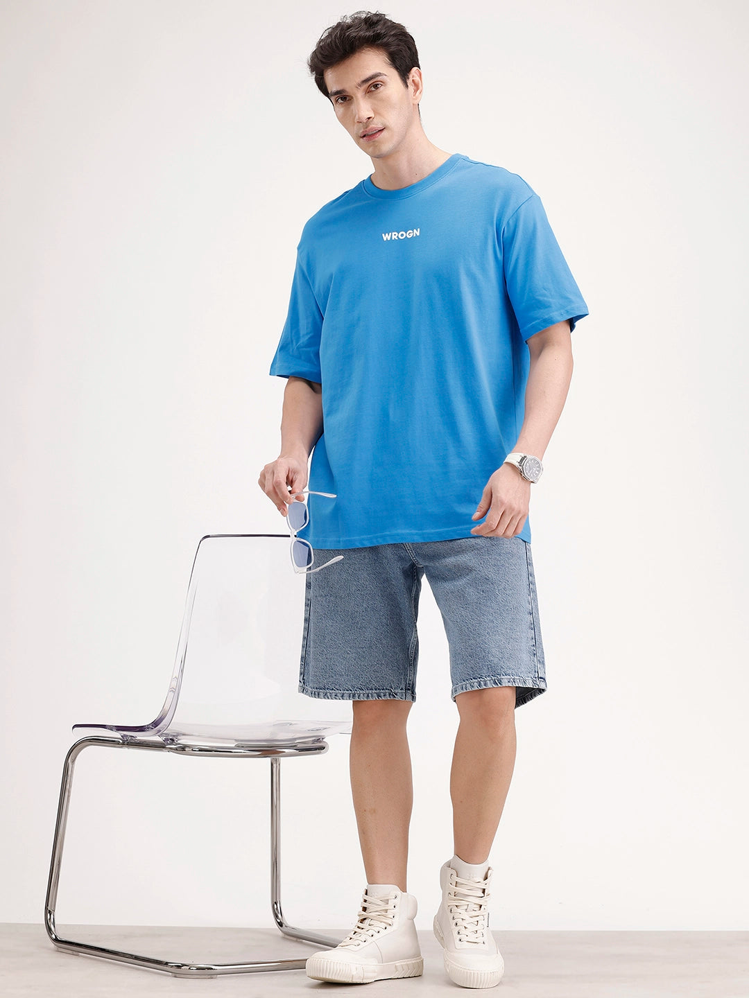 Oversized Back Printed T-shirt | Blue