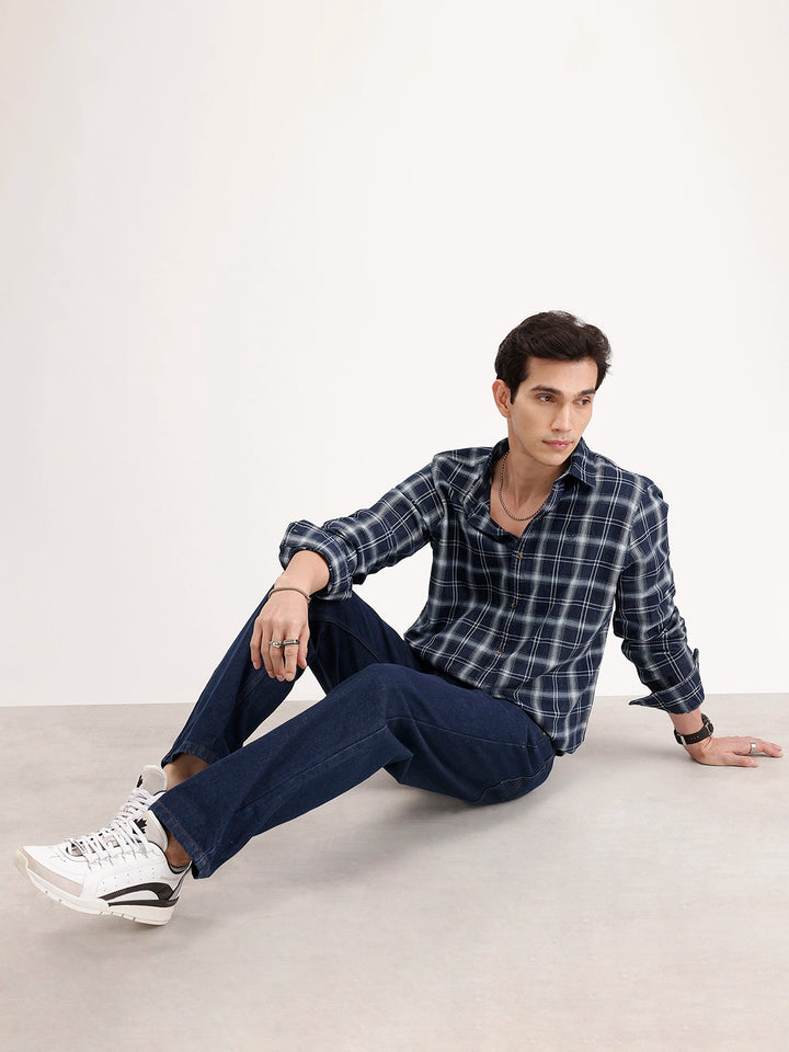 Slim Fit Checkered Shirt | Blue