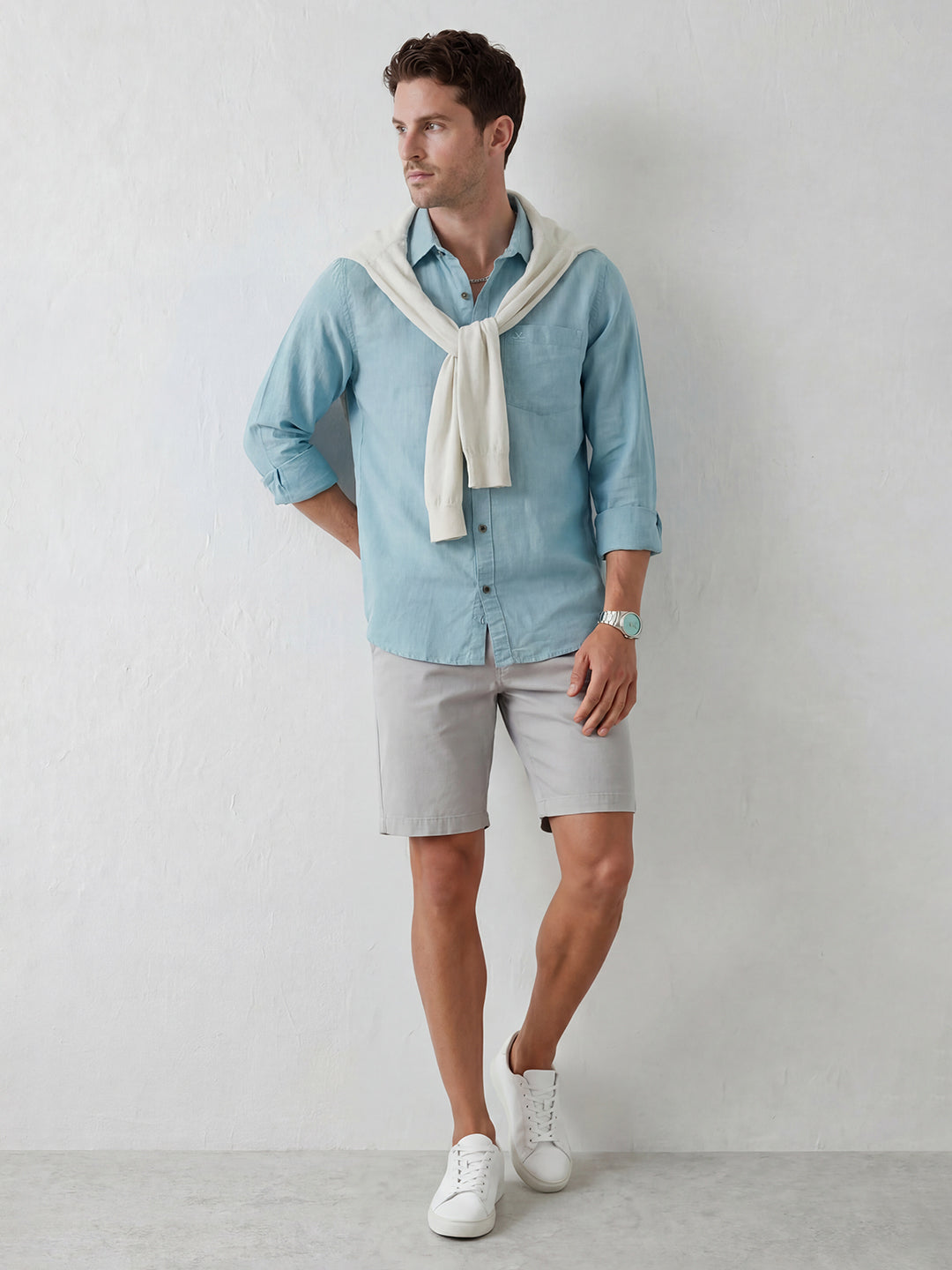Solid Regular Fit Full Sleeve Shirt | Blue