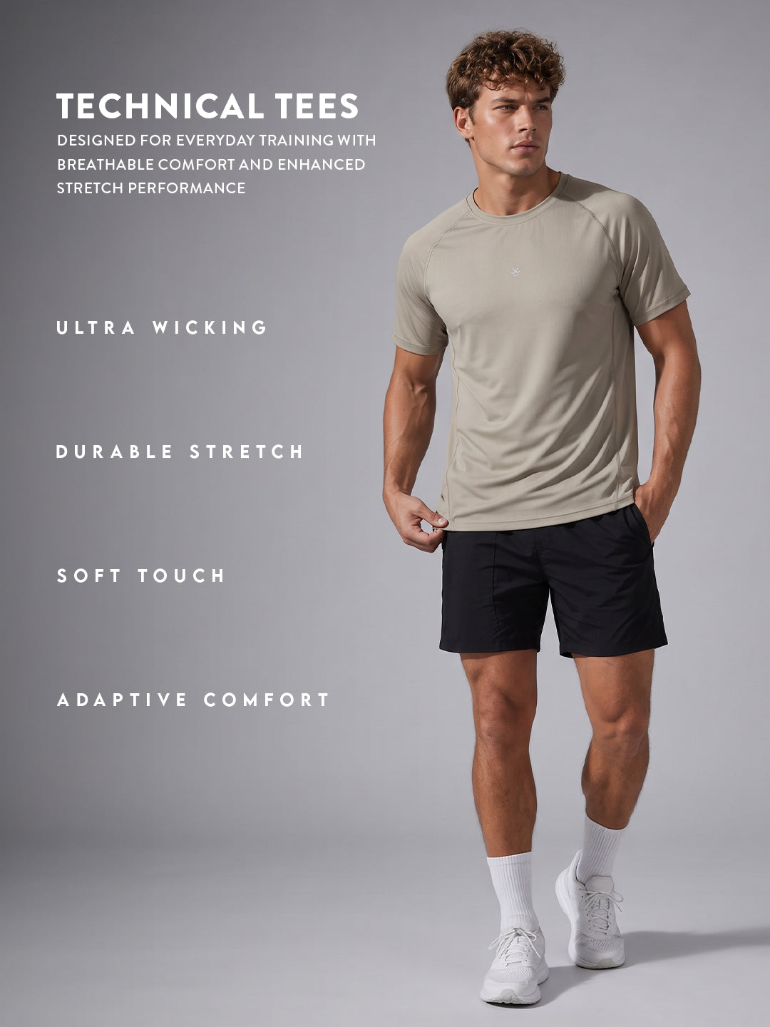 Nylon Active Tee | Active | Beige | WTS01HSSL1258W