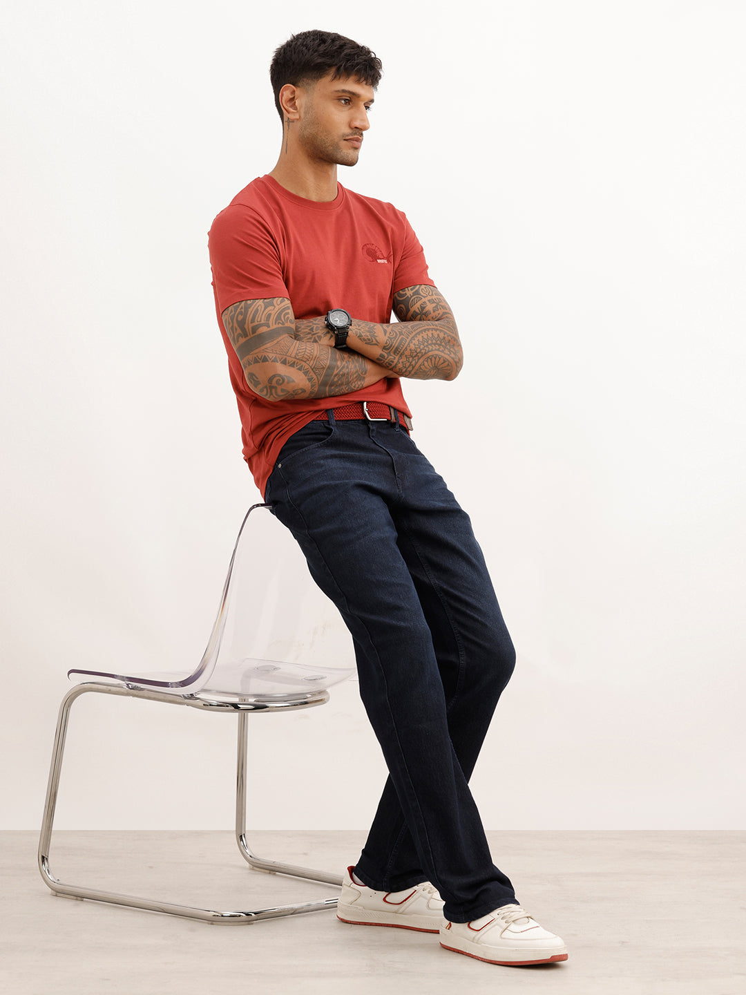 Solid Straight Fit Denim Jeans | Black