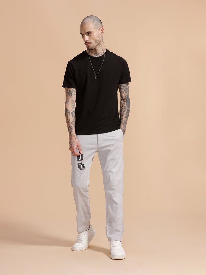 Cotton Blend Chino Trouser | Light Grey
