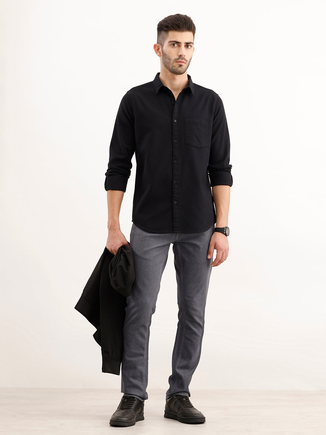 Textured Regular Fit Shirt | Black