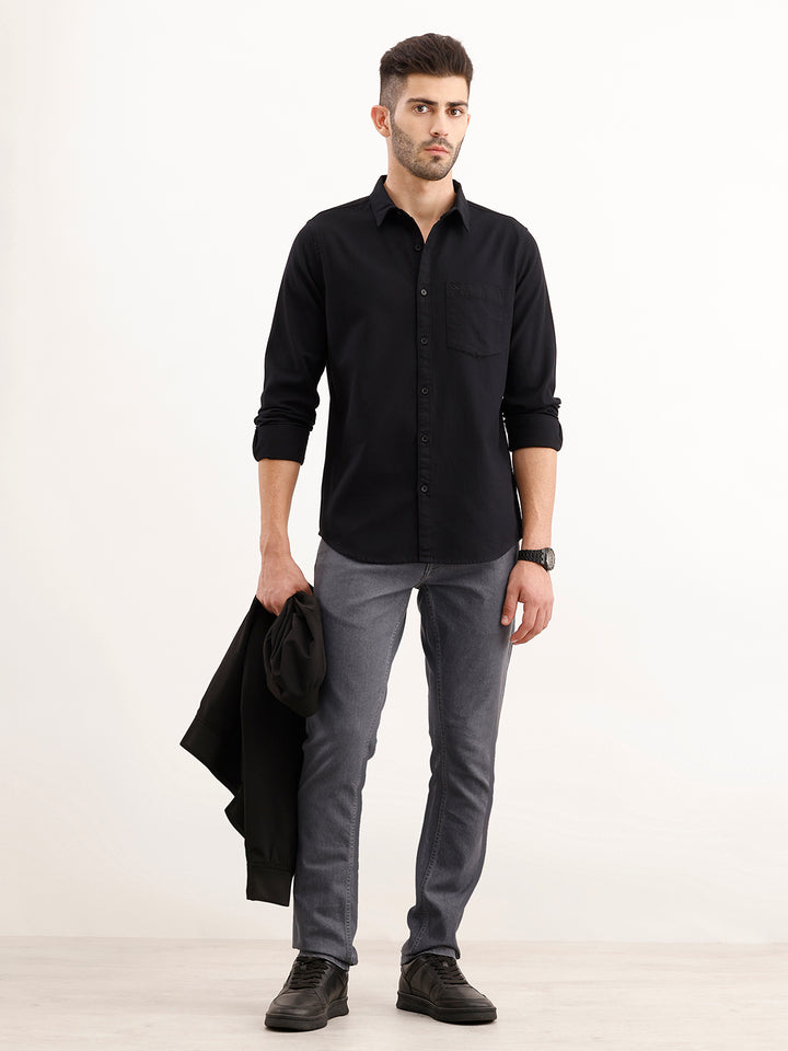 Textured Regular Fit Shirt | Black