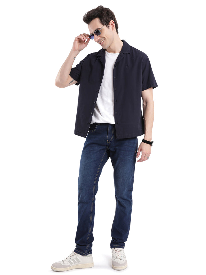 Navy Vision Resort Collar Shirt