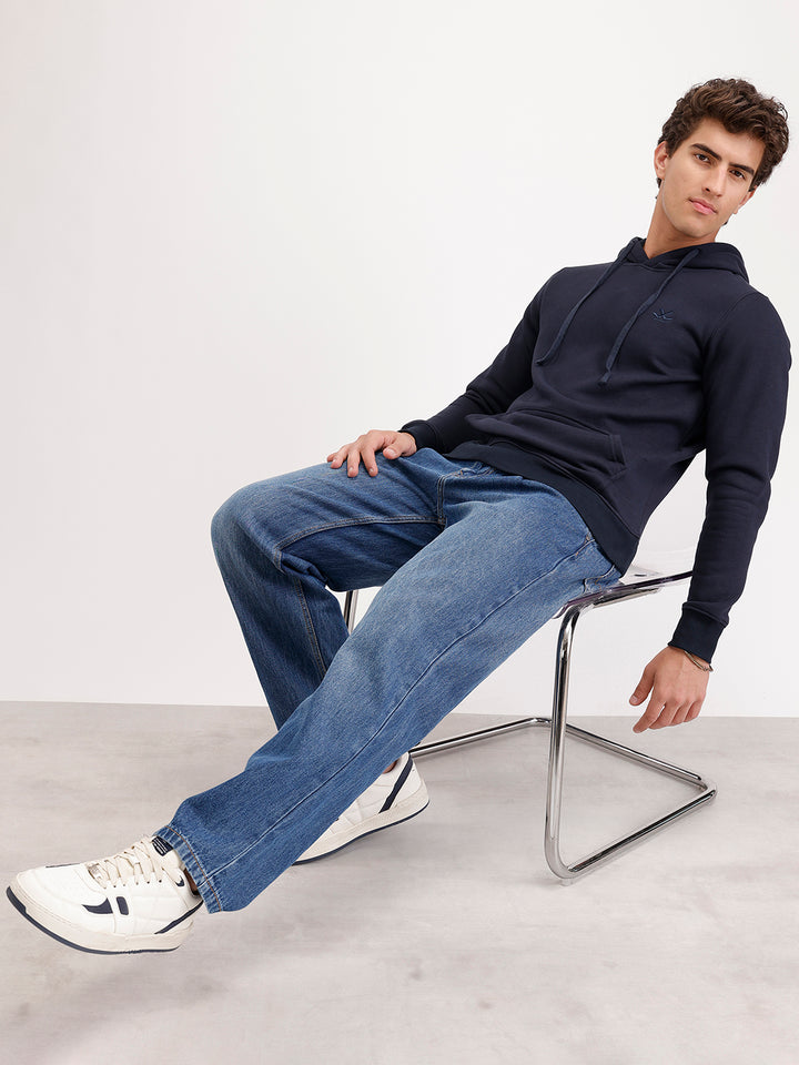 Solid Regular Fit Hoodie  | Navy Blue