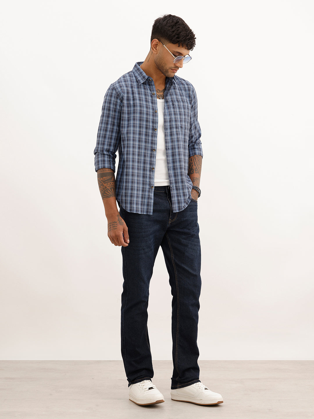 Regular Fit Checkered Shirt | Blue