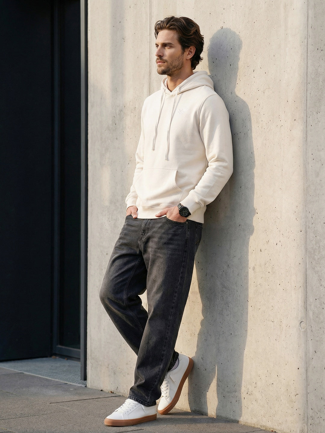 Solid Regular Fit Hoodie | Off White
