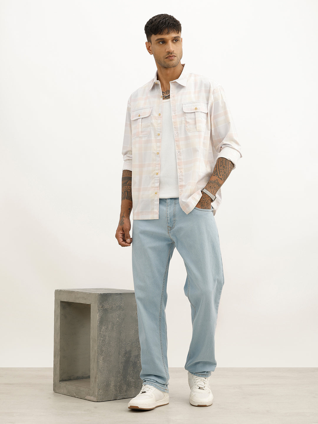 Classic Regular Fit Checkered Shirt | Pink