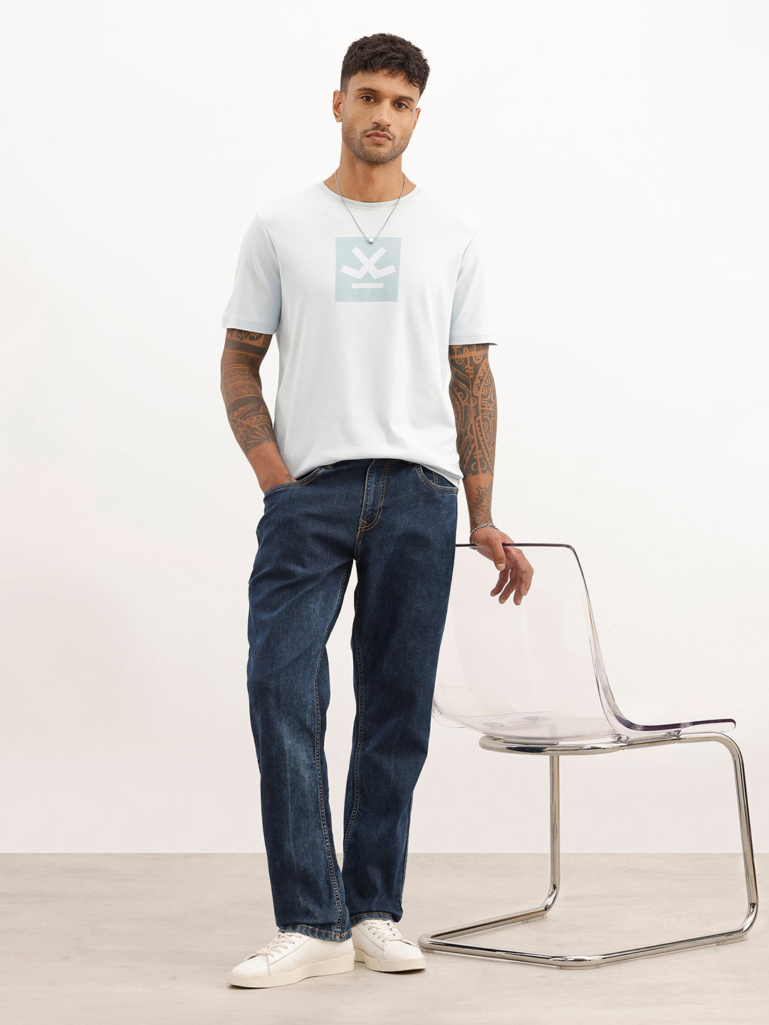 Washed Relaxed Fit Denim Jeans | Blue | WSJN1290M