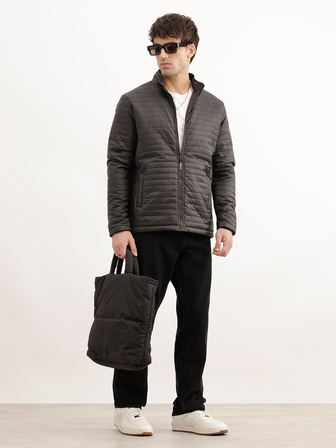 Solid Regular Fit Puffer Jacket | Black | WWJK6315F