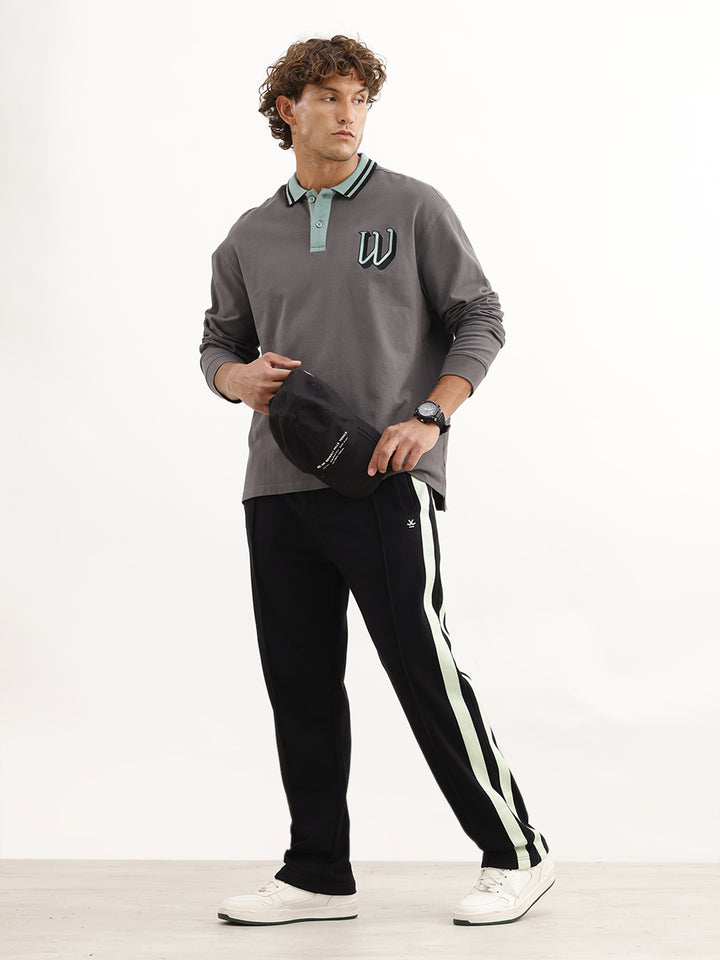 Relaxed Fit Double Stripe Jogger | Black