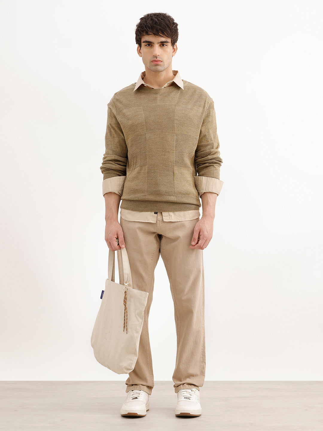 Regular Fit Textured T-Shirt | Khaki | WSW02FSRE1033W