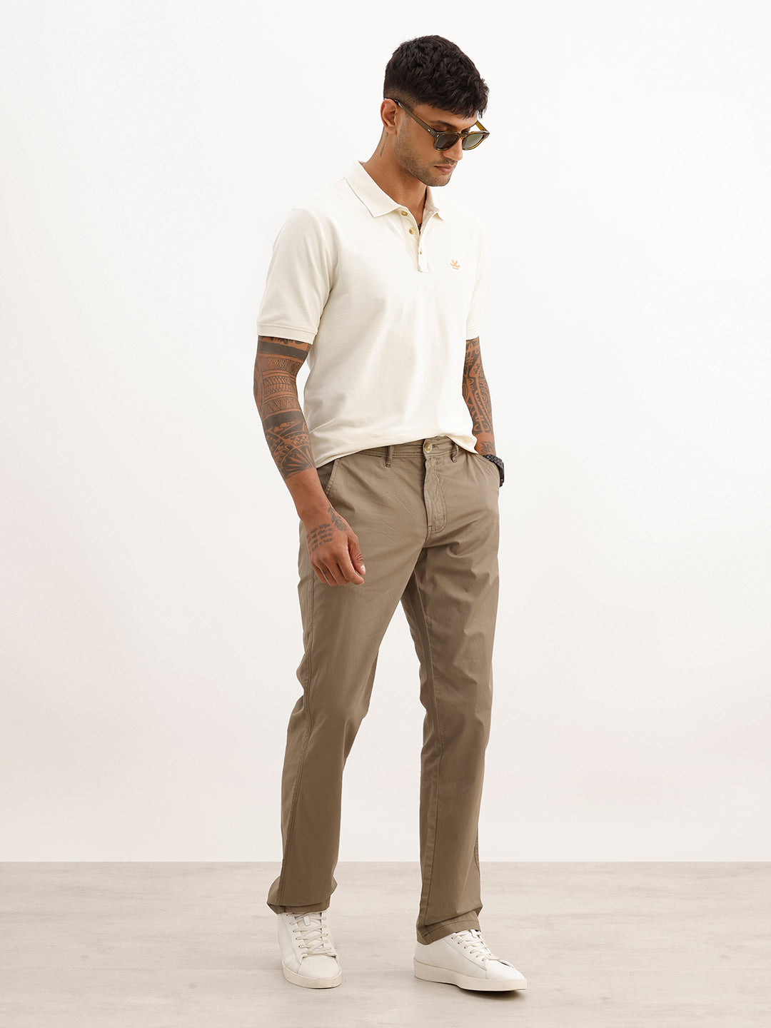 Solid Straight Fit Trouser | Olive