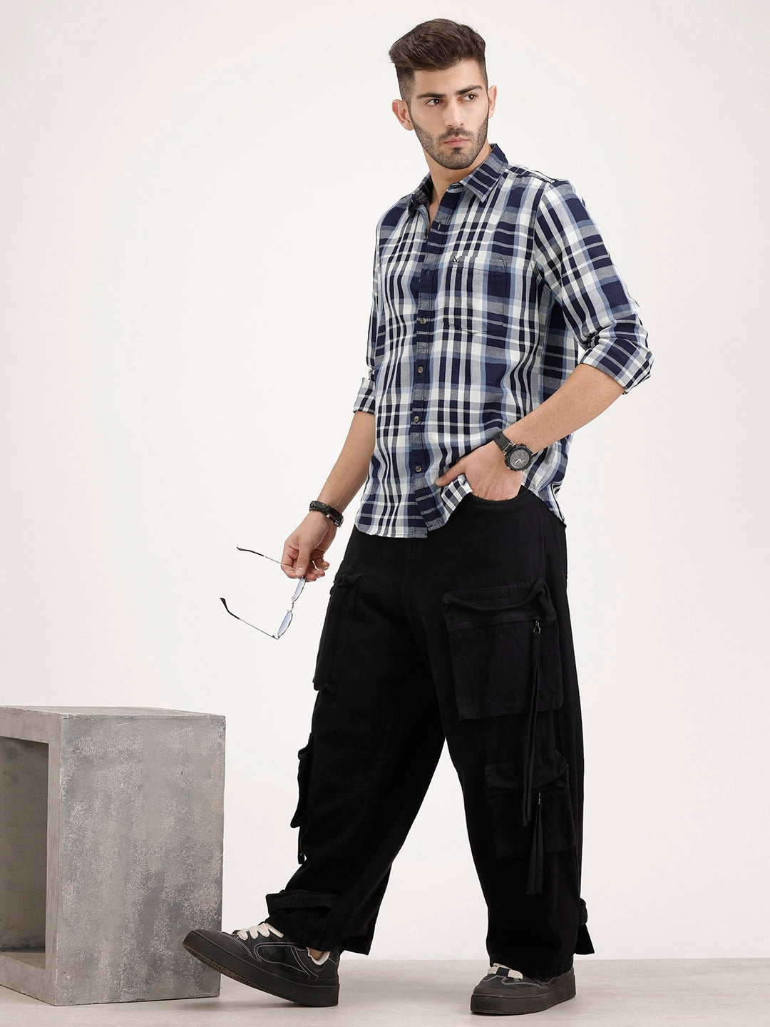Regular Fit Checkered Shirt | Blue