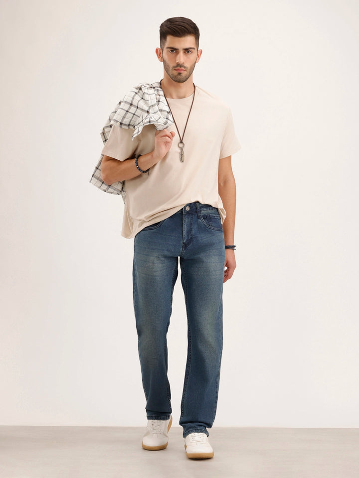 Faded Relaxed Fit Denim Jeans | Light Blue