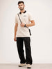 Slim Fit contrast Collar Polo T-Shirt | Beige