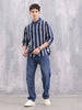 Textured Striped Cotton Shirt | Blue