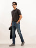 Slim Fit Emroidered Patch Detail Polo T-Shirt | Grey
