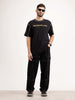 Oversized Placement Printed T-Shirt | Black