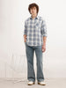 Slim Fit Textured Checkered Shirt  | Blue