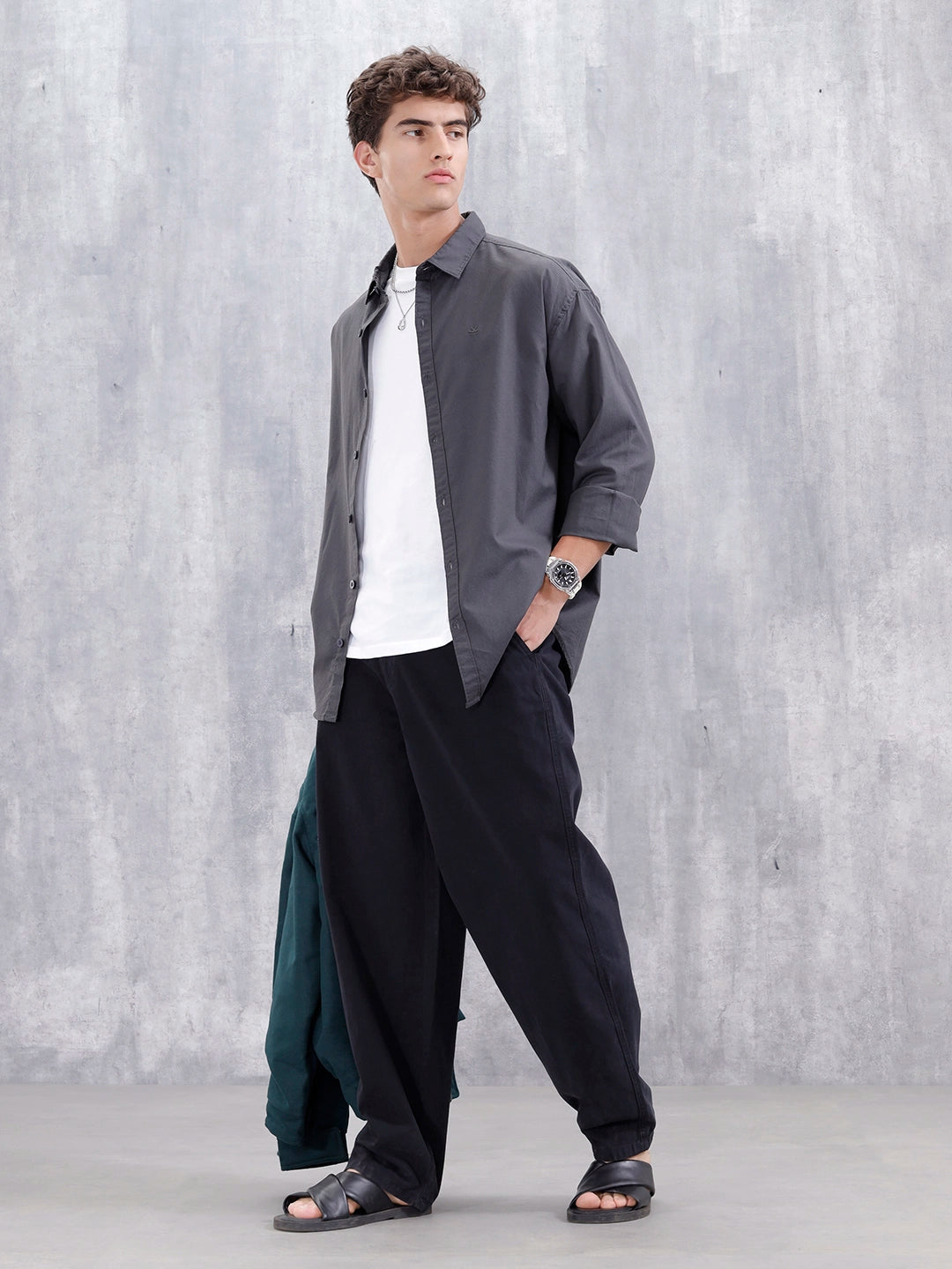 Solid Oversized Casual Shirt | Grey