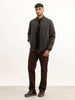 Solid Regular Fit Zipper Puffer Jacket | Black