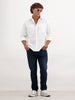 Textured Regular Fit Double Pocket Shirt | White