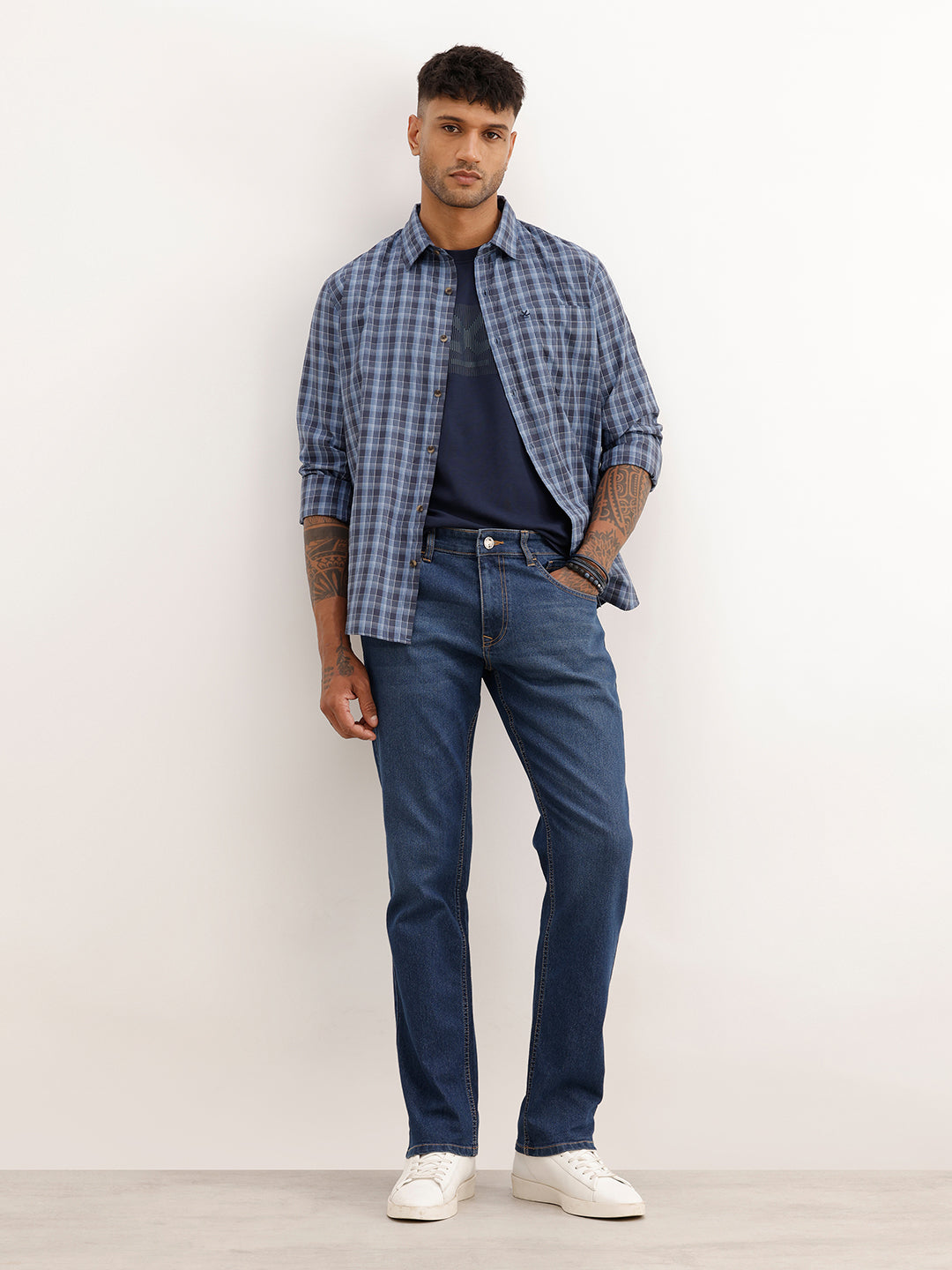 Straight Fit Solid Denim Jeans | Blue