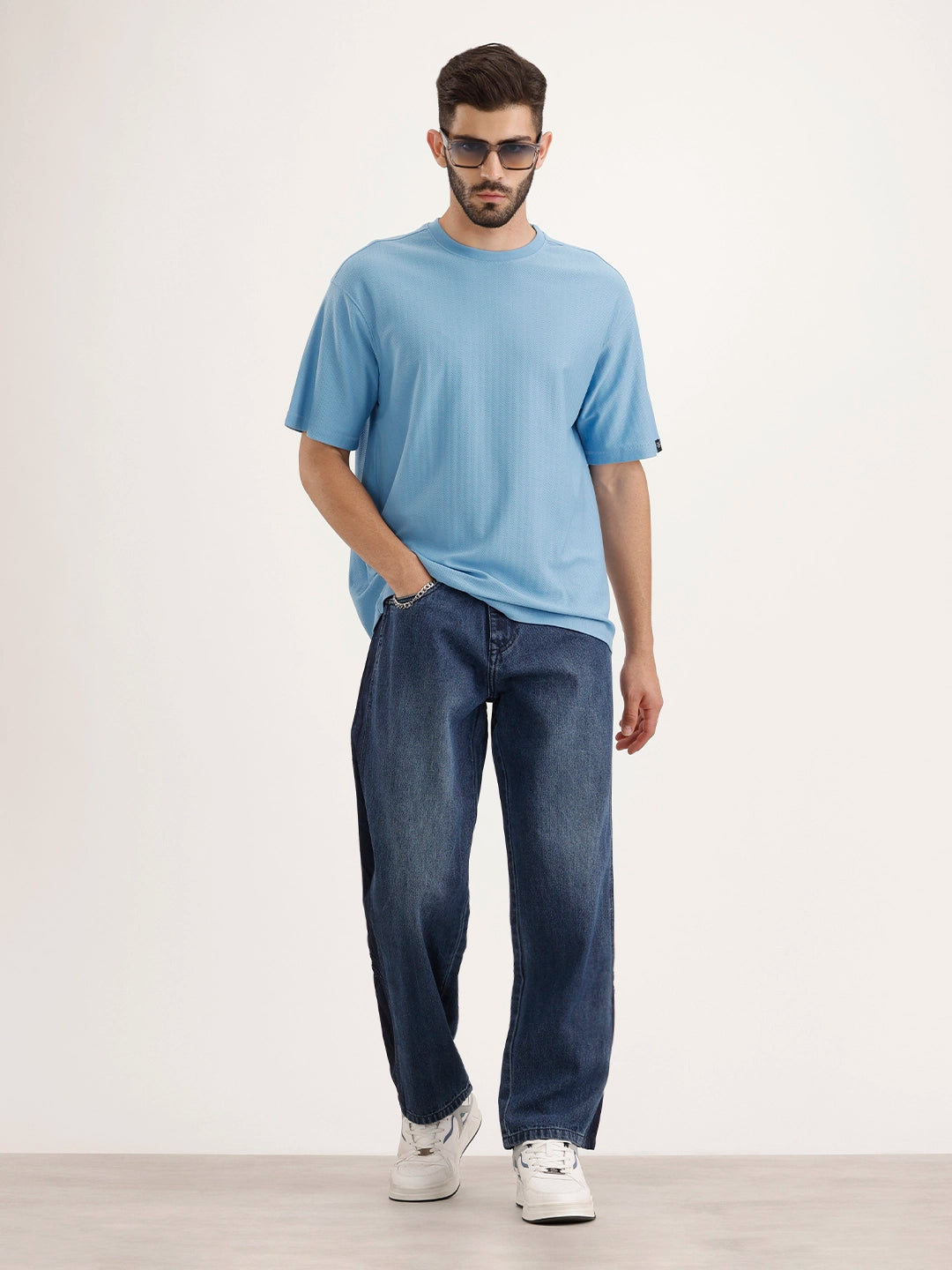 Solid Oversized Half Sleeve T-Shirt | Blue