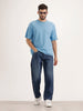 Solid Oversized Half Sleeve T-Shirt | Blue