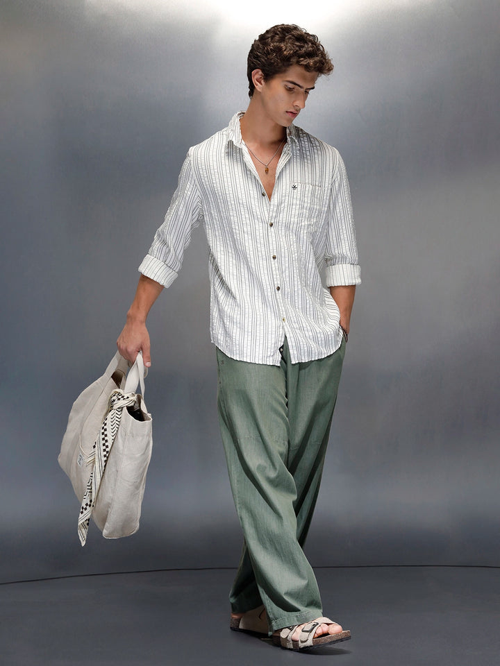 men's casual striped pattern shirt | Off White