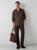 Slim Fit Checkered Shirt | Brown