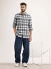 Textured Regular Fit Checkered Shirt | Blue